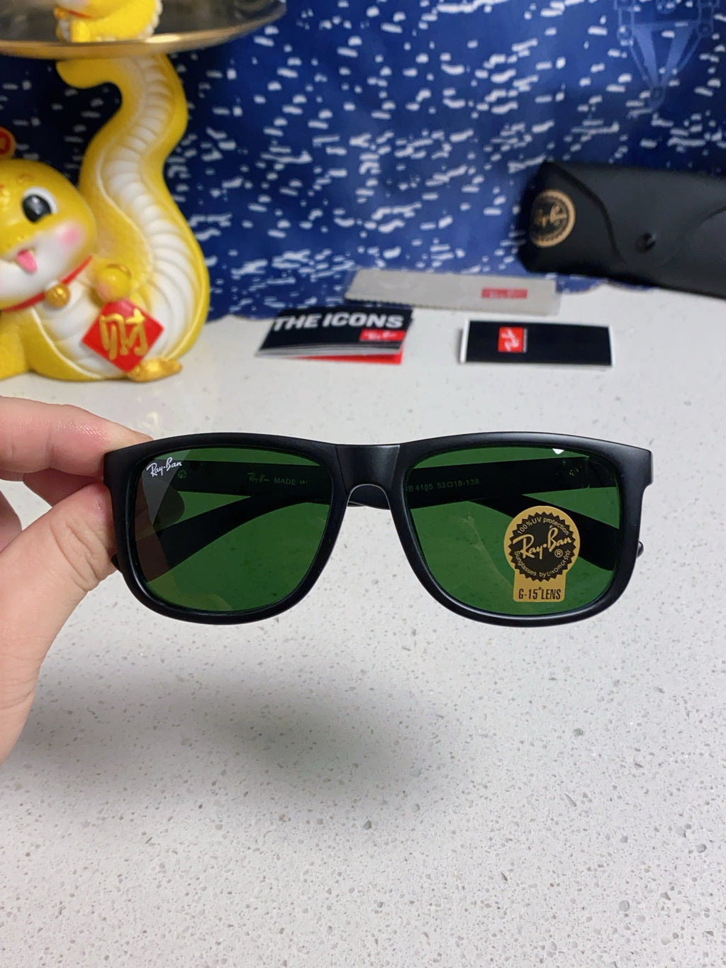 Ray-Ban RB4185 Aviator Black Lens Sunglasses for Men & Women - detail image 5