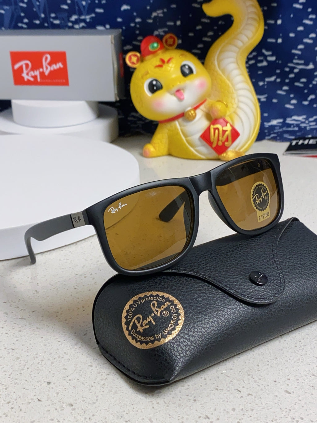 Ray-Ban RB4185 Aviator Brown Lens Sunglasses for Men & Women - detail image 9