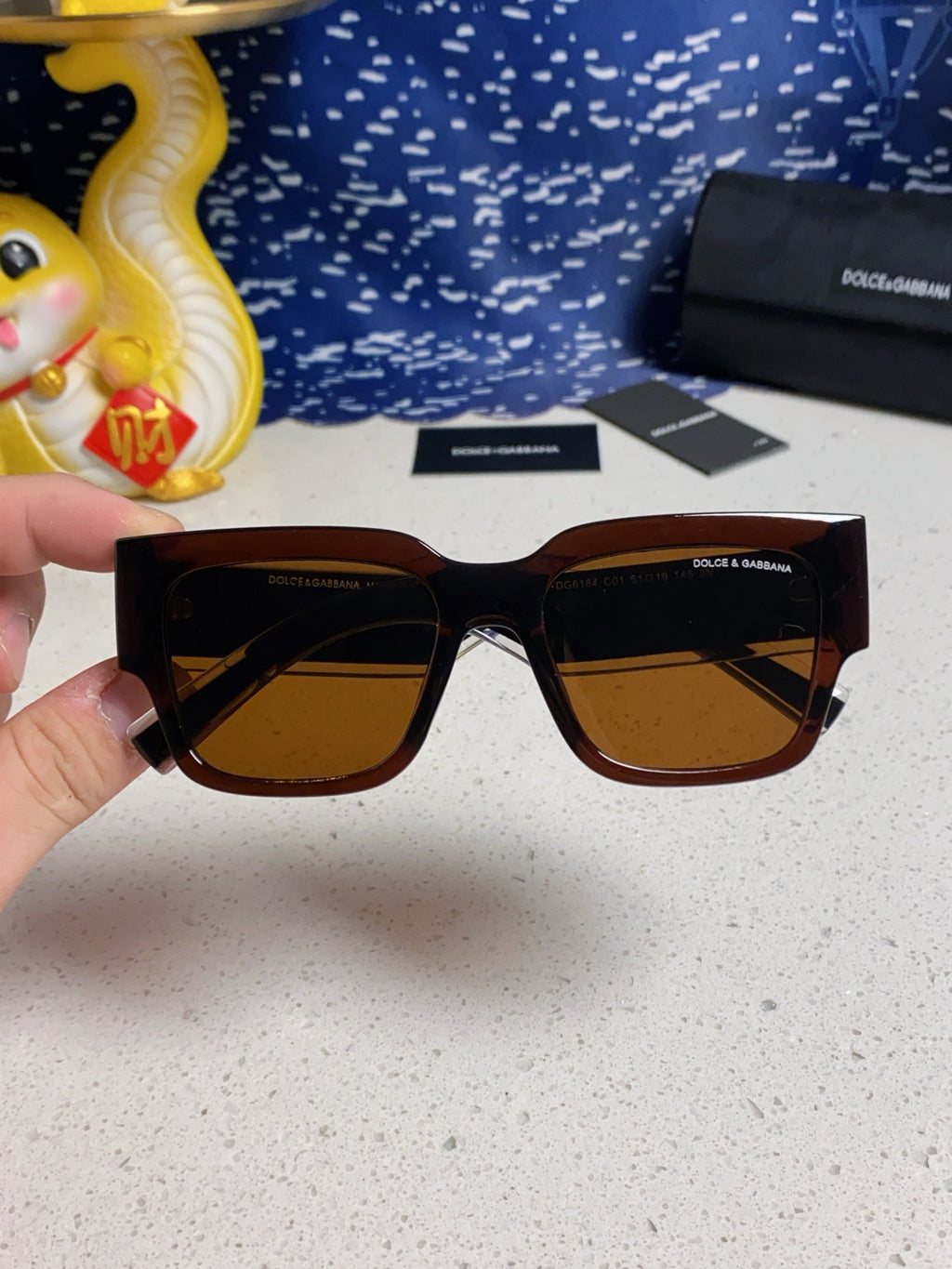 Dolce & Gabbana Rectangular Brown Lens Sunglasses for Men & Women - detail image 4