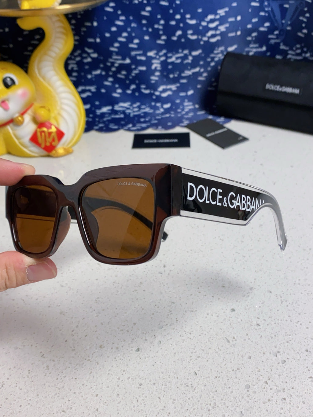 Dolce & Gabbana Rectangular Brown Lens Sunglasses for Men & Women - detail image 6