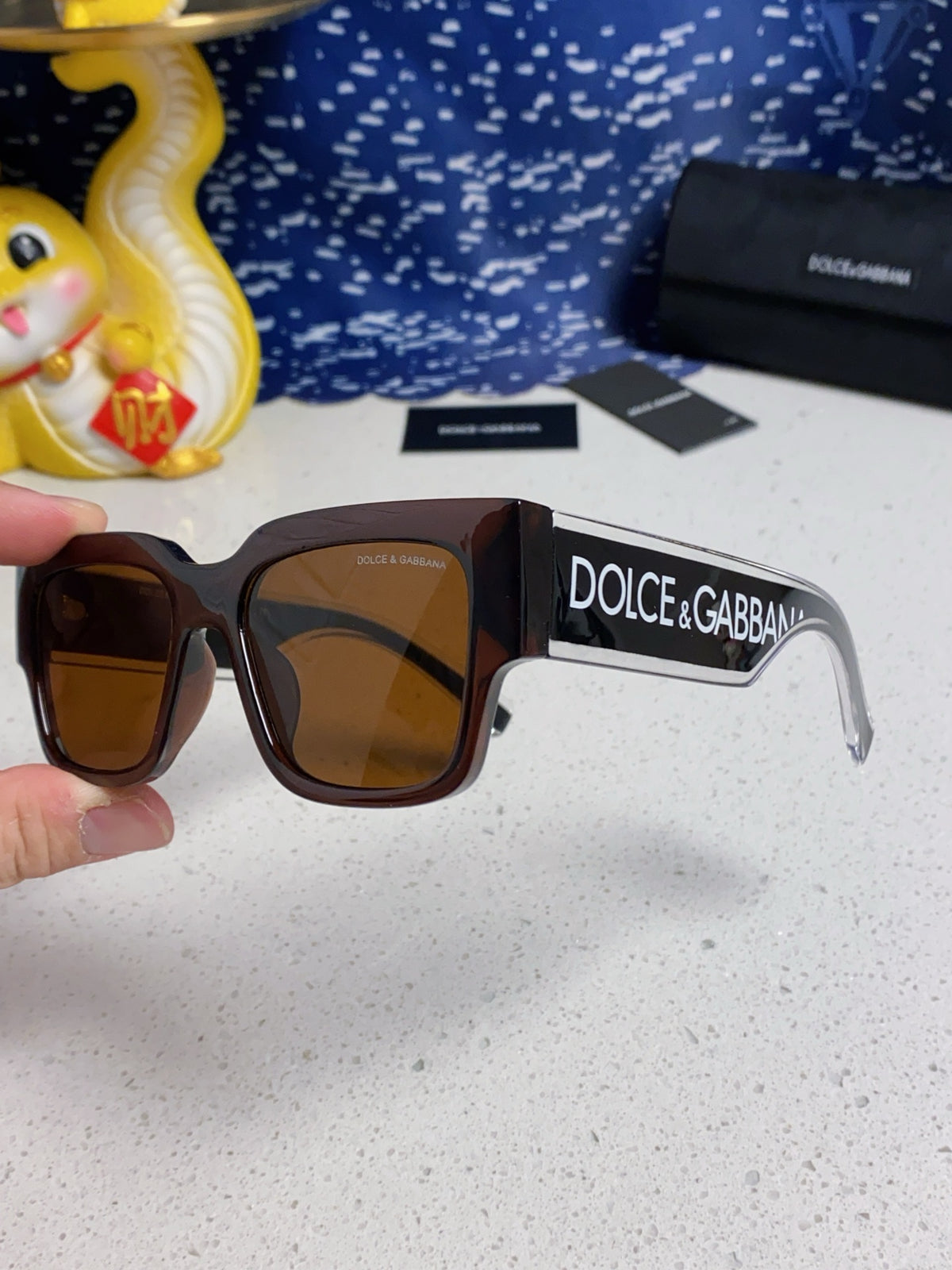 Dolce & Gabbana Rectangular Brown Lens Sunglasses for Men & Women - detail image 6