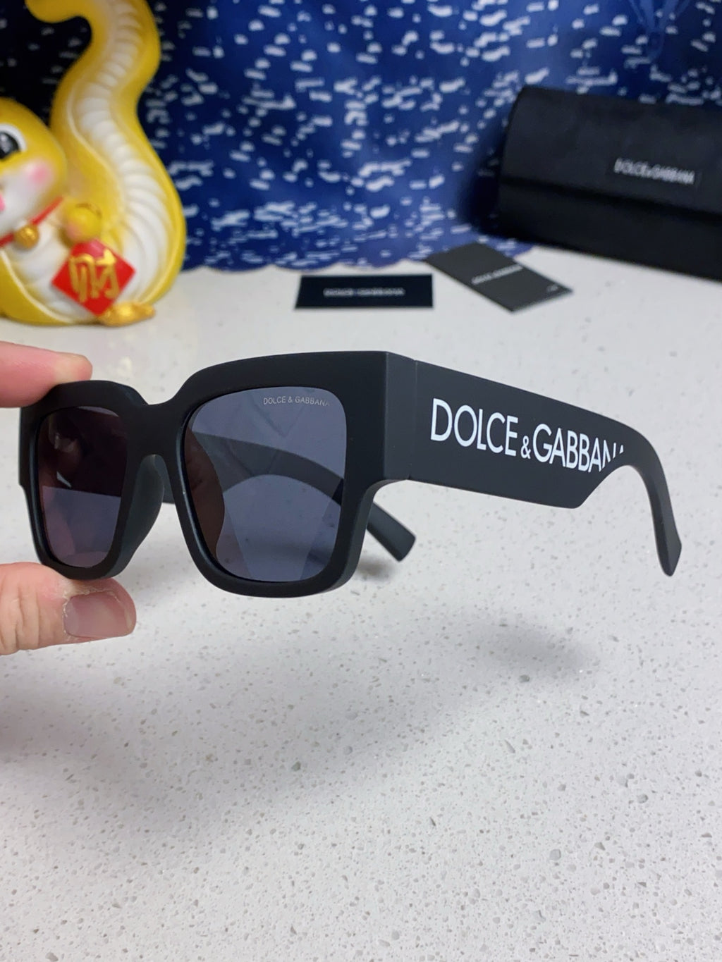 Dolce & Gabbana Rectangular Blue Lens Sunglasses for Men & Women - detail image 6