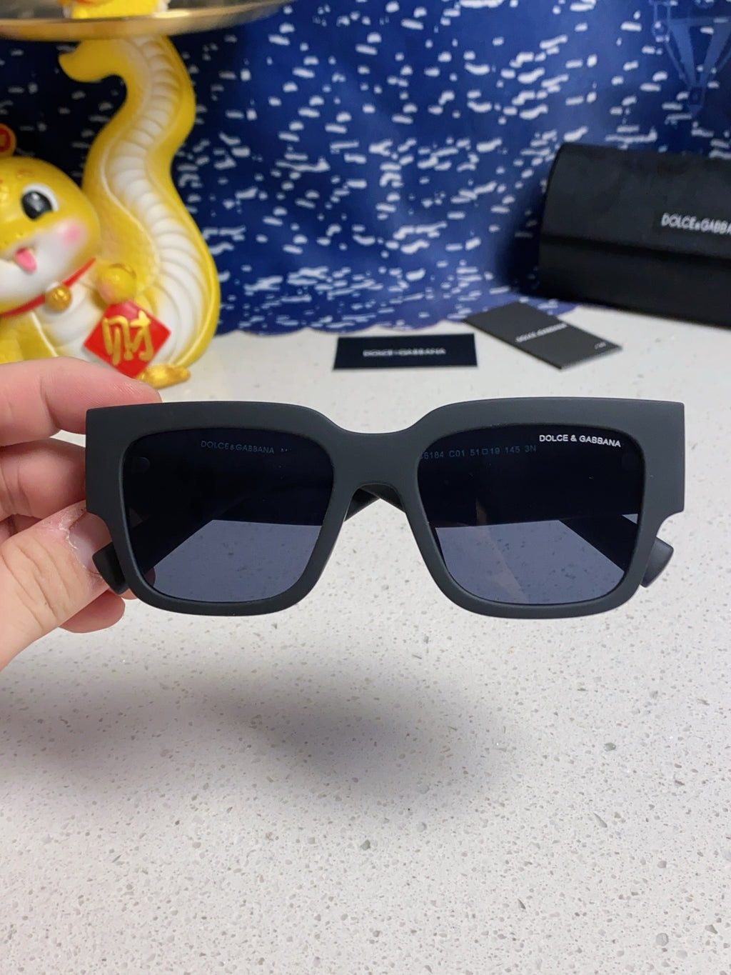 Dolce & Gabbana Rectangular Blue Lens Sunglasses for Men & Women - detail image 4