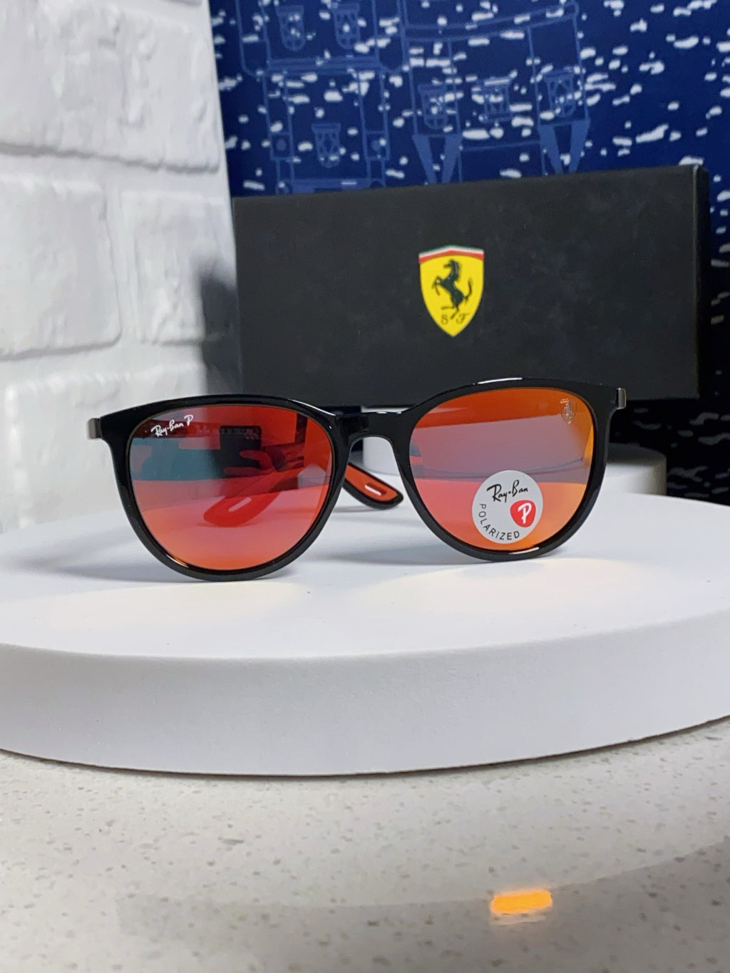 Ray-Ban Polarized Acetate Square Orange Lens Sunglasses for Men & Women - detail image 2
