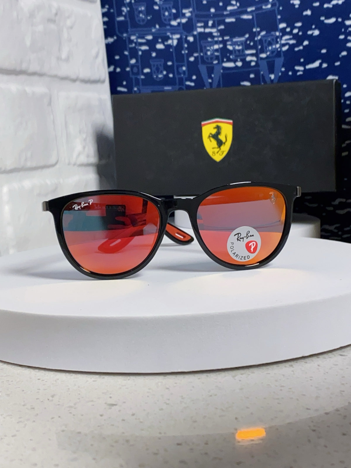 Ray-Ban Polarized Acetate Square Orange Lens Sunglasses for Men & Women - detail image 2