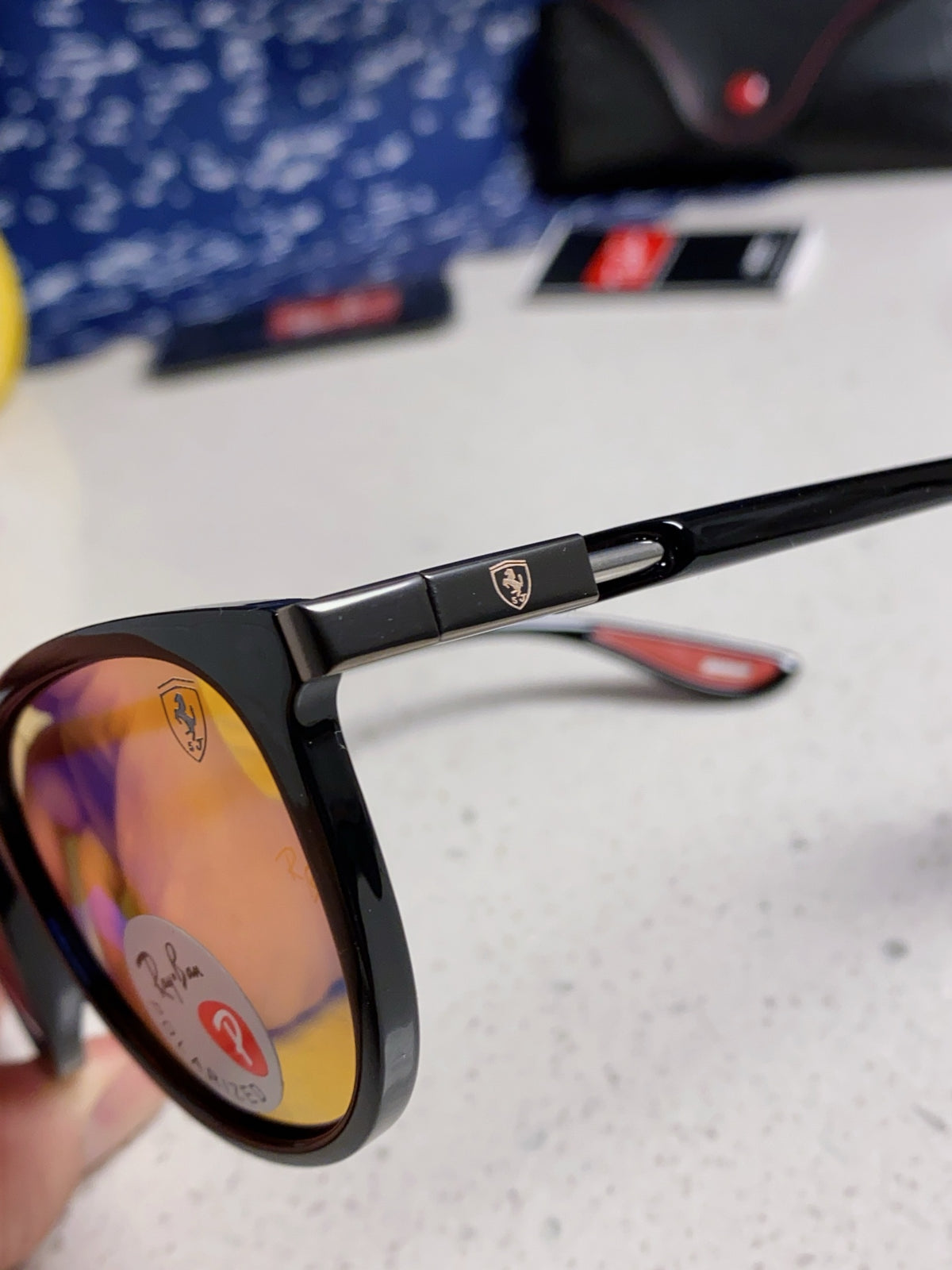 Ray-Ban Polarized Acetate Square Orange Lens Sunglasses for Men & Women - detail image 7