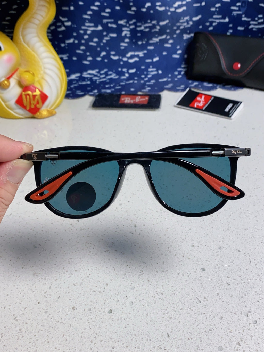 Ray-Ban Polarized Acetate Square Orange Lens Sunglasses for Men & Women - detail image 5