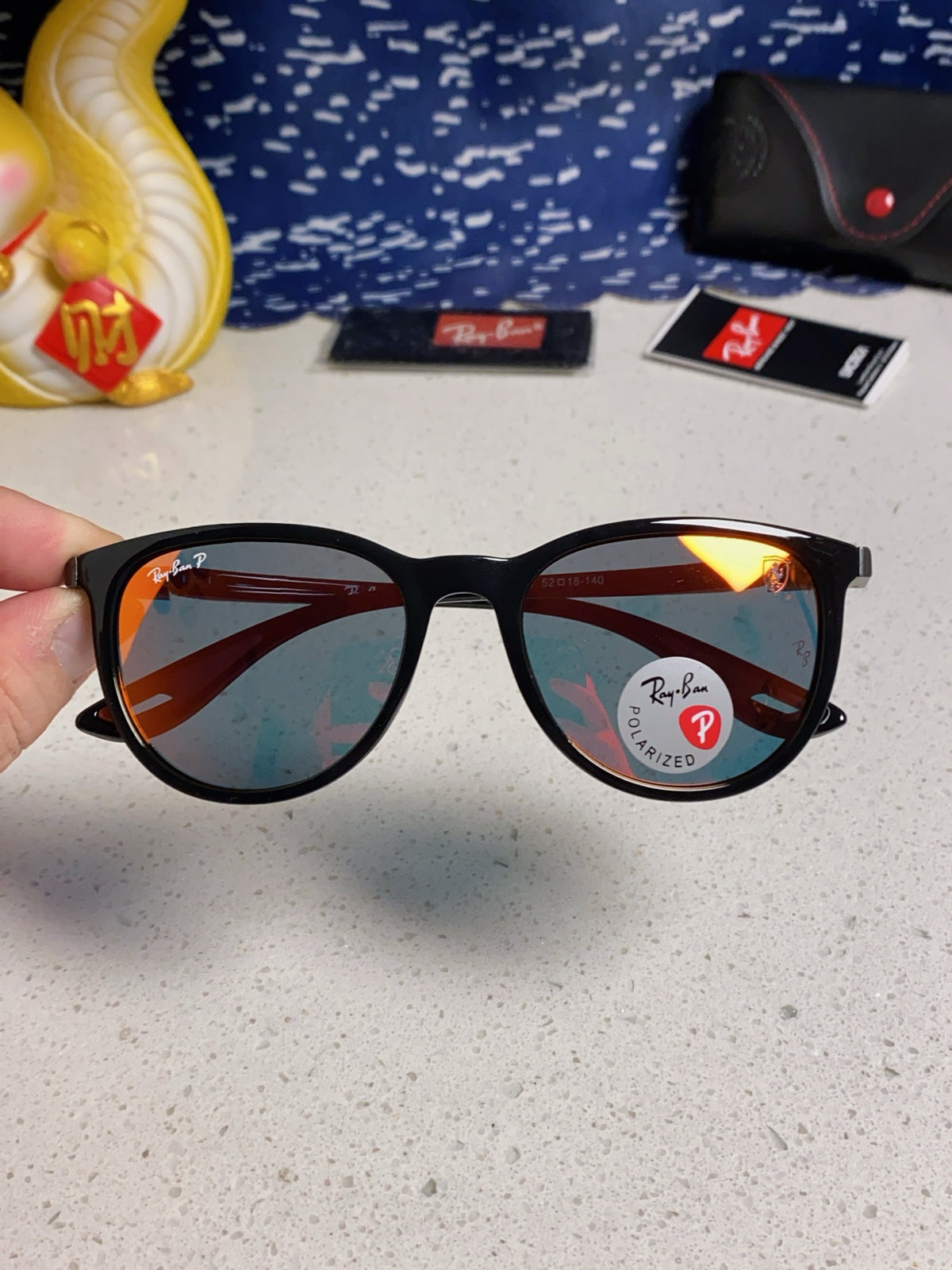 Ray-Ban Polarized Acetate Square Orange Lens Sunglasses for Men & Women - detail image 4