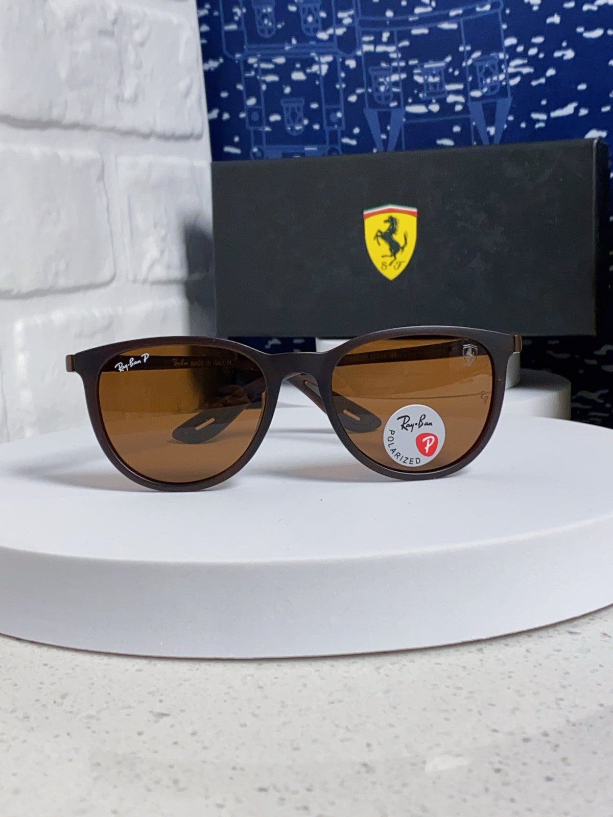 Ray-Ban Polarized Acetate Square Brown Lens Sunglasses for Men & Women - detail image 2