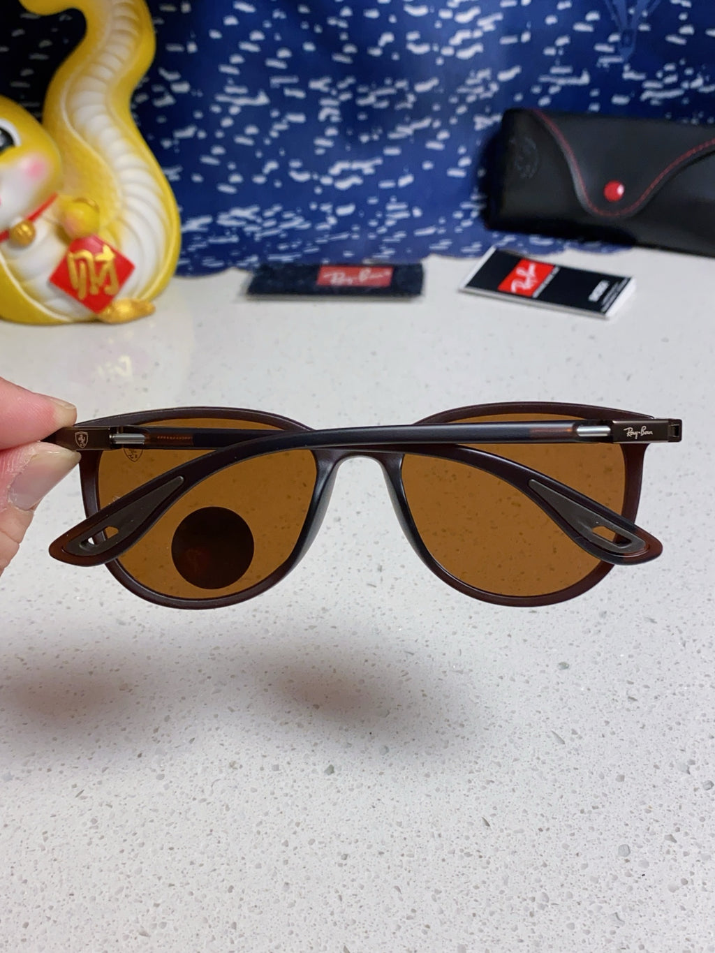 Ray-Ban Polarized Acetate Square Brown Lens Sunglasses for Men & Women - detail image 5