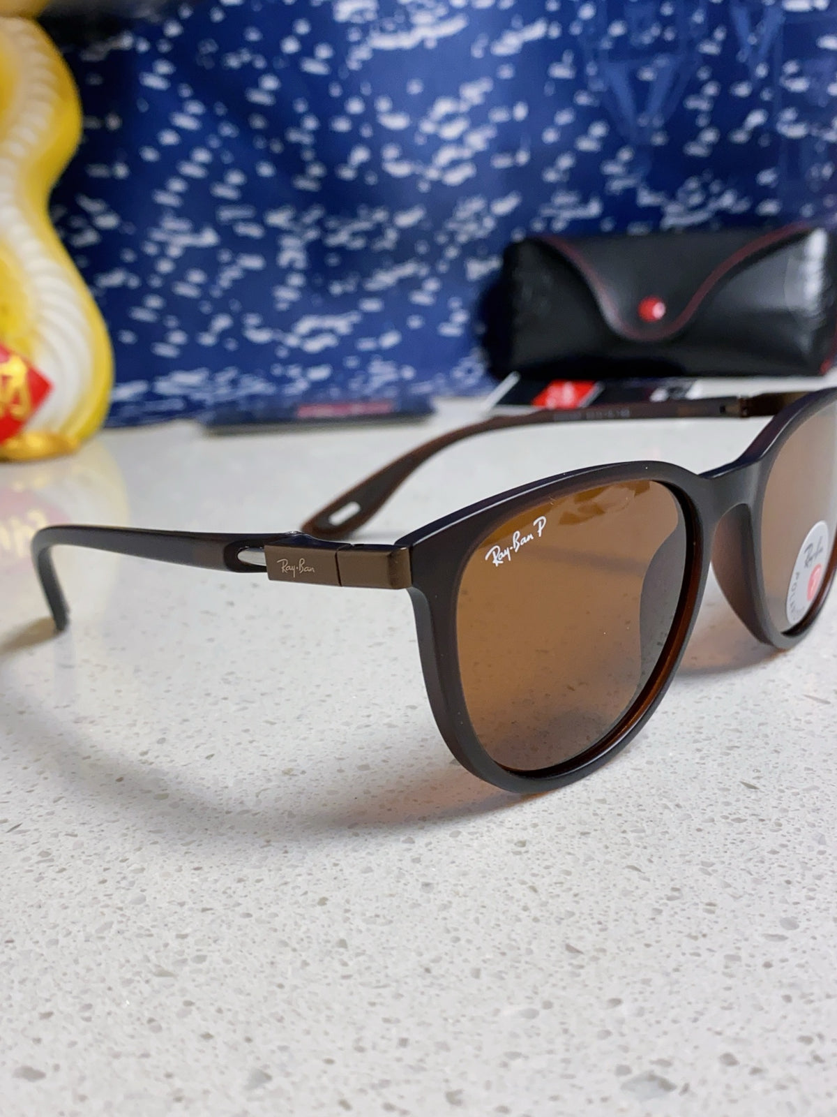 Ray-Ban Polarized Acetate Square Brown Lens Sunglasses for Men & Women - detail image 9