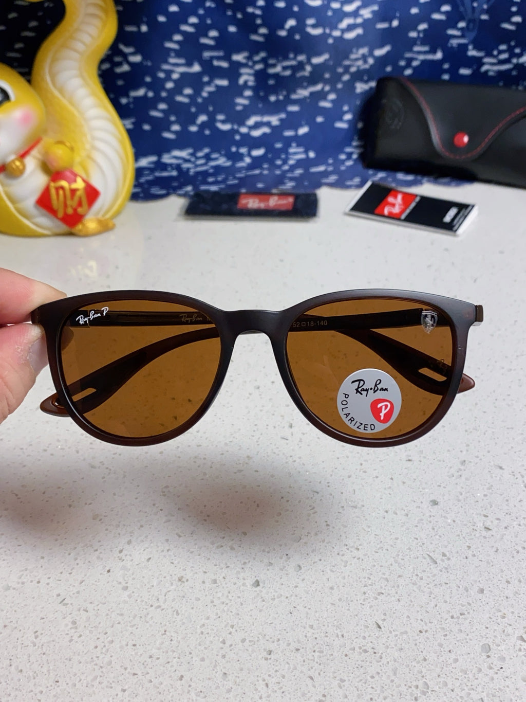 Ray-Ban Polarized Acetate Square Brown Lens Sunglasses for Men & Women - detail image 4