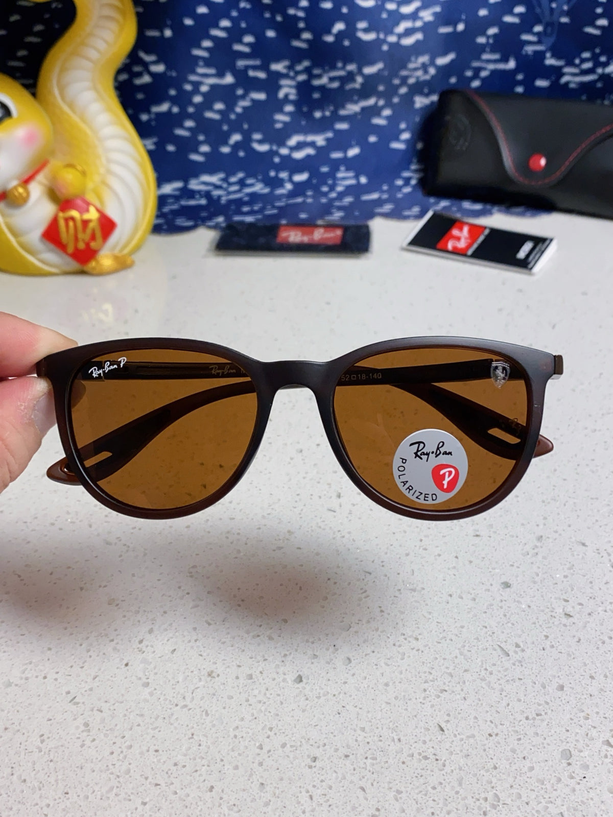 Ray-Ban Polarized Acetate Square Brown Lens Sunglasses for Men & Women - detail image 4