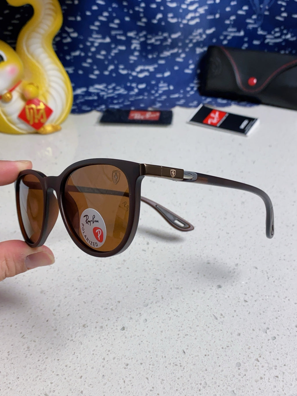 Ray-Ban Polarized Acetate Square Brown Lens Sunglasses for Men & Women - detail image 6