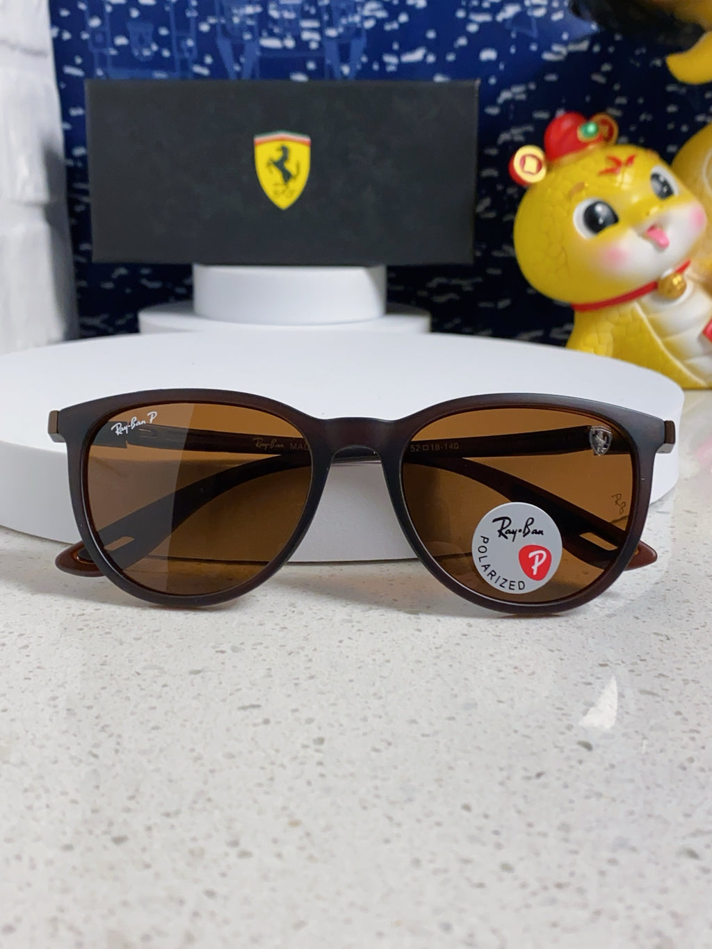 Ray-Ban Polarized Acetate Square Brown Lens Sunglasses for Men & Women - detail image 10
