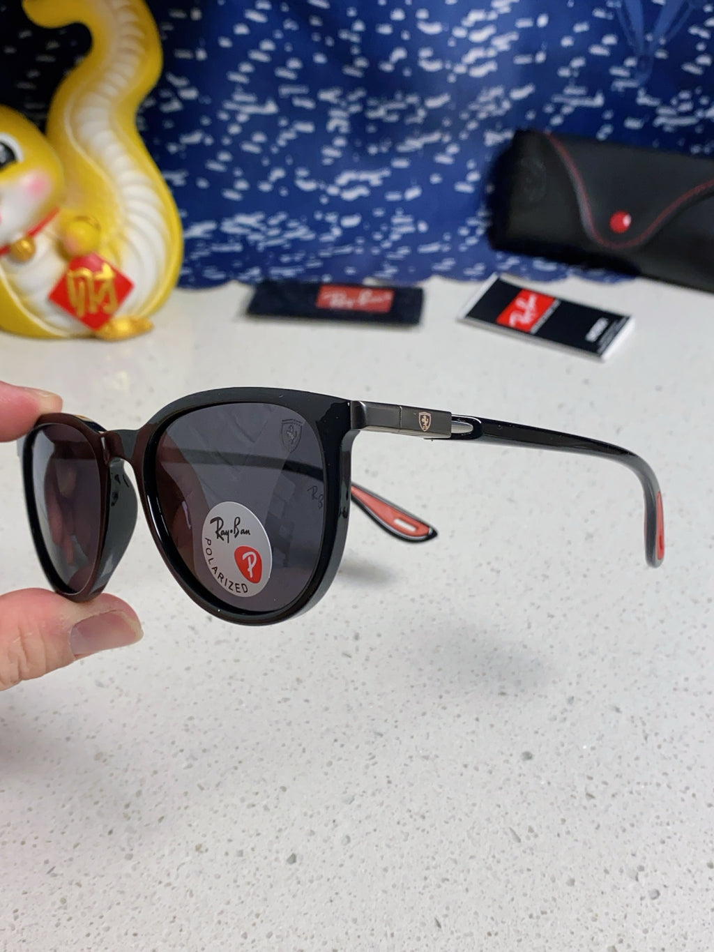 Ray-Ban Polarized Acetate Square Silver Lens Sunglasses for Men & Women - detail image 6