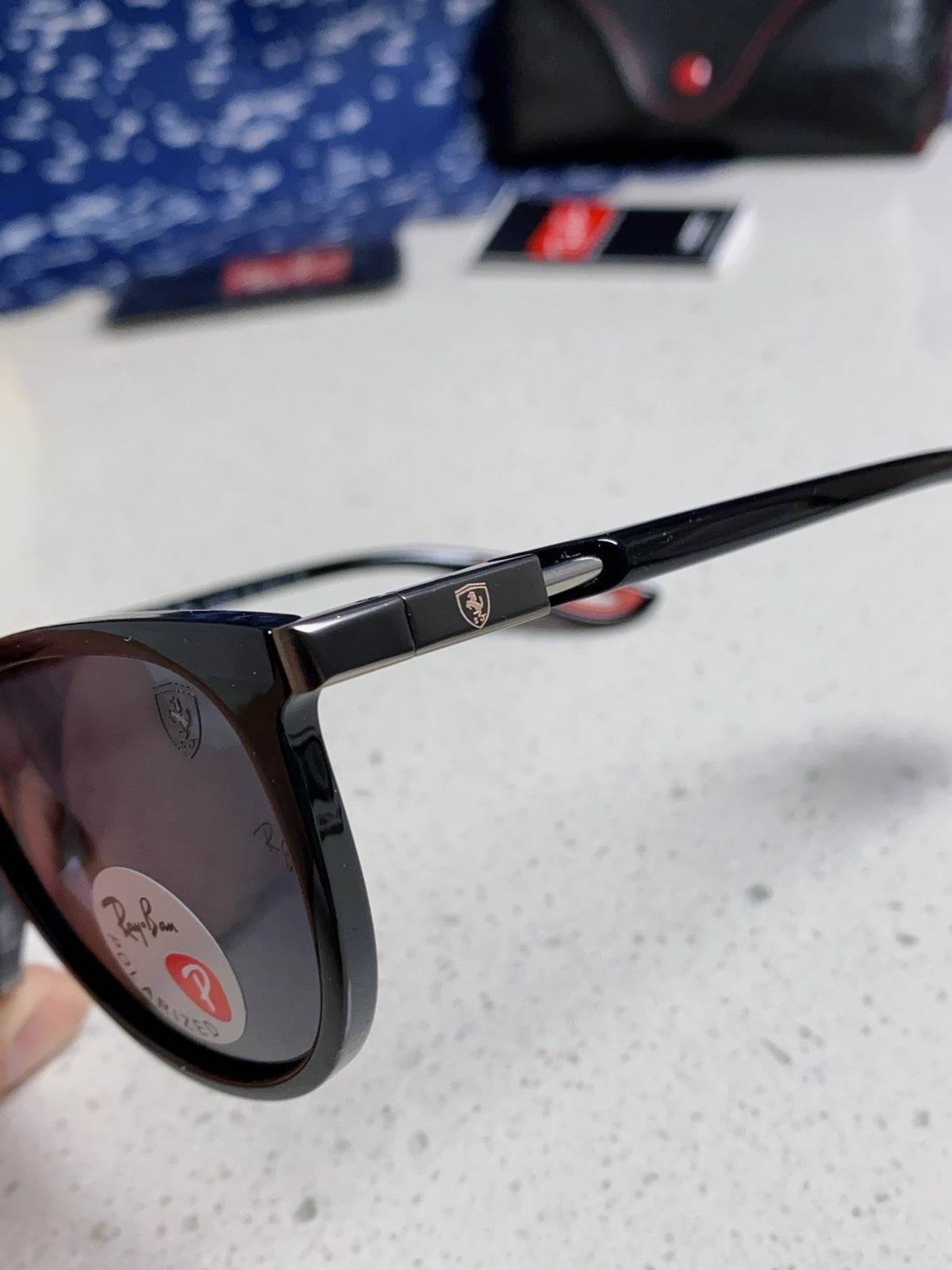 Ray-Ban Polarized Acetate Square Silver Lens Sunglasses for Men & Women - detail image 7