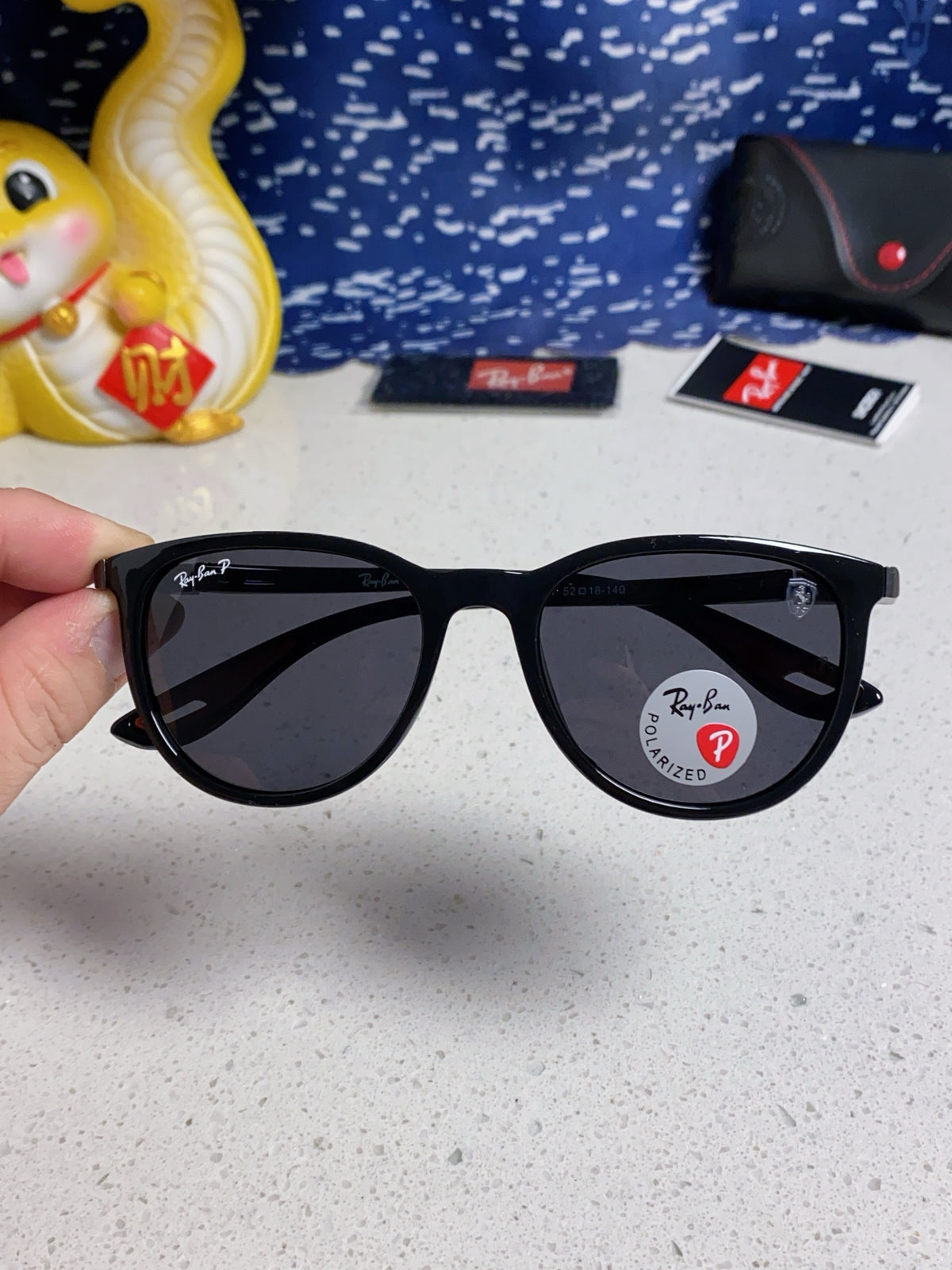 Ray-Ban Polarized Acetate Square Silver Lens Sunglasses for Men & Women - detail image 4
