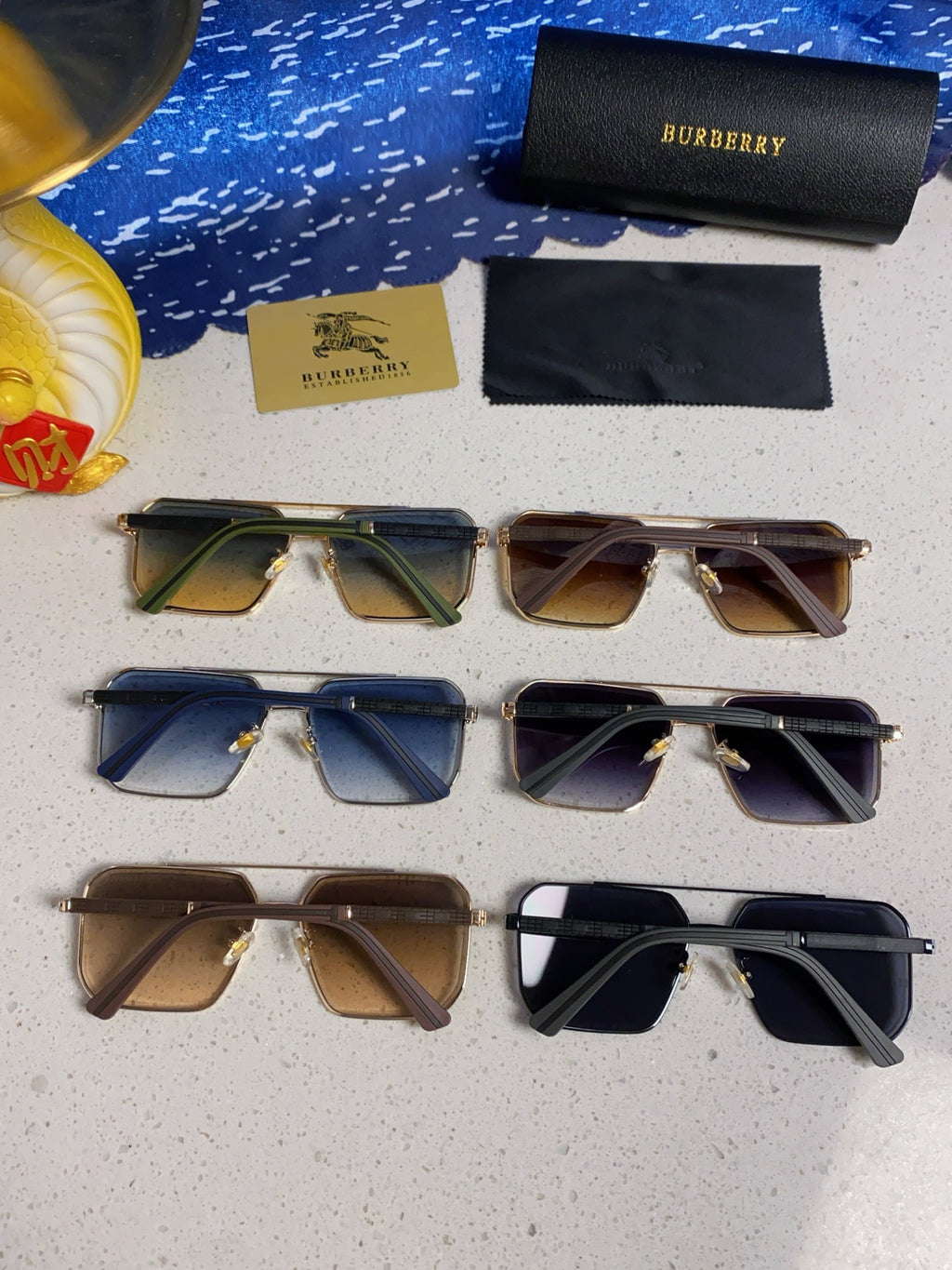 Burberry Polarized Metal Square Brown Lens Sunglasses for Men & Women - detail image 11