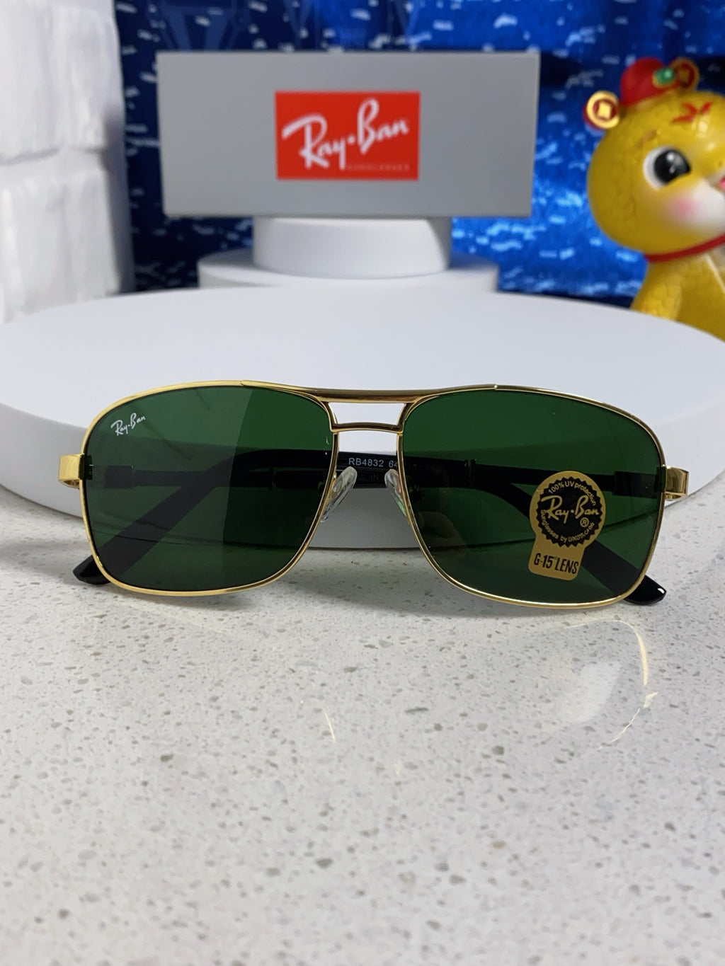Ray-Ban RB4832 Square Green Lens Sunglasses for Men - 466467 - detail image 8