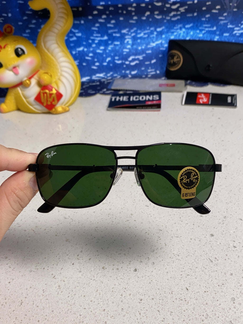 Ray-Ban RB4832 Square Green Lens Sunglasses for Men - detail image 4