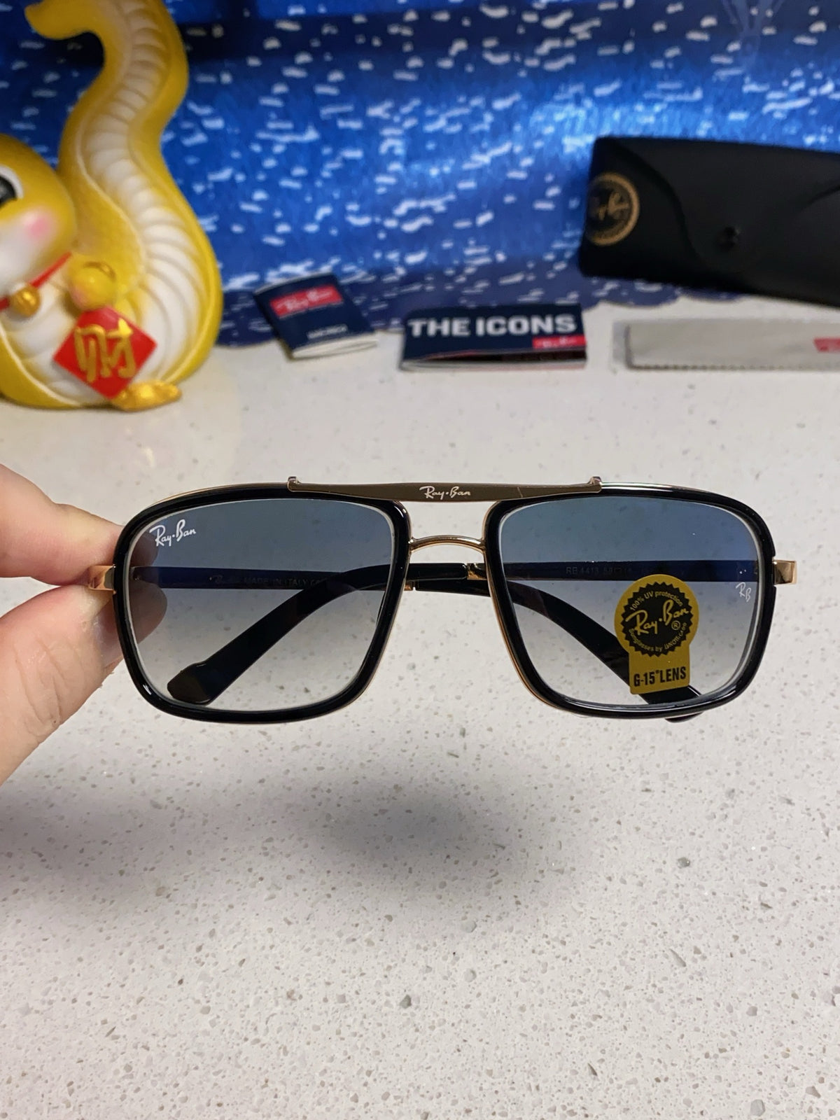 Ray-Ban RB4413 Square Silver Lens Sunglasses for Men & Women - 466529 - detail image 4