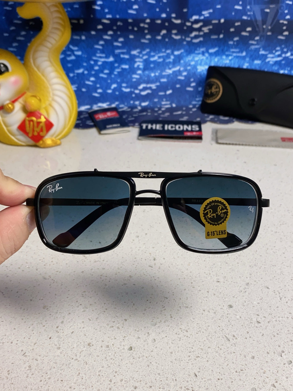 Ray-Ban RB4413 Square Silver Lens Sunglasses for Men & Women - 466530 - detail image 4
