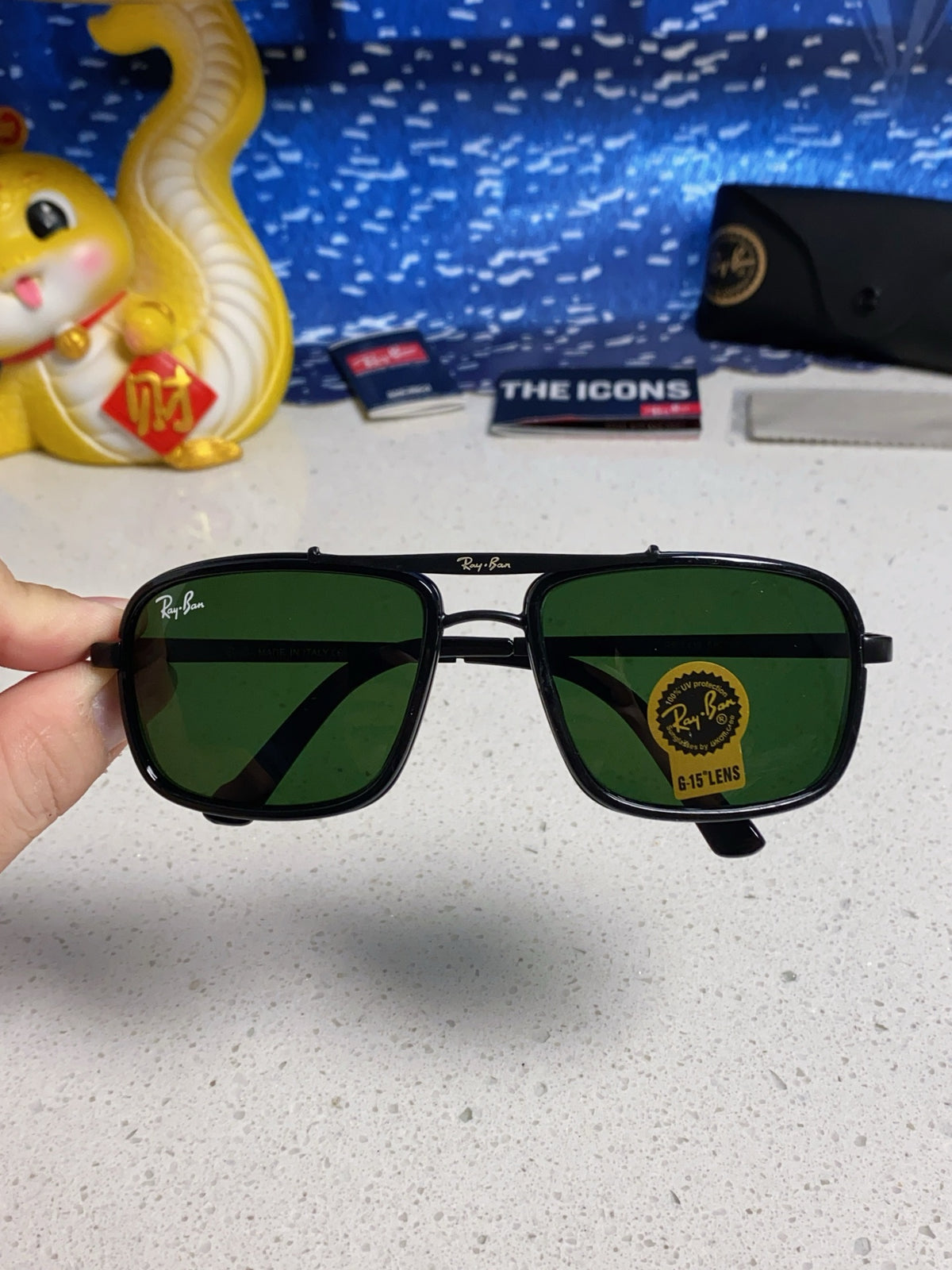 Ray-Ban RB4413 Square Green Lens Sunglasses for Men & Women - detail image 4