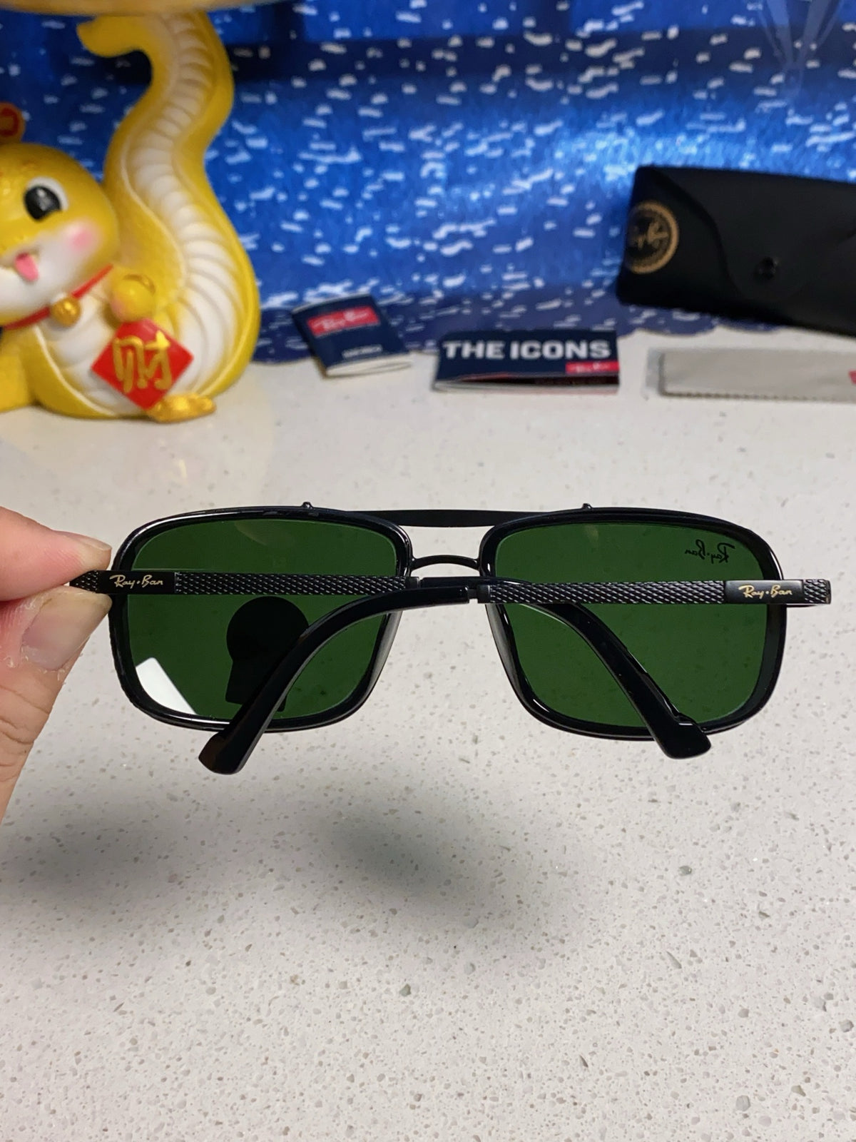 Ray-Ban RB4413 Square Green Lens Sunglasses for Men & Women - detail image 5
