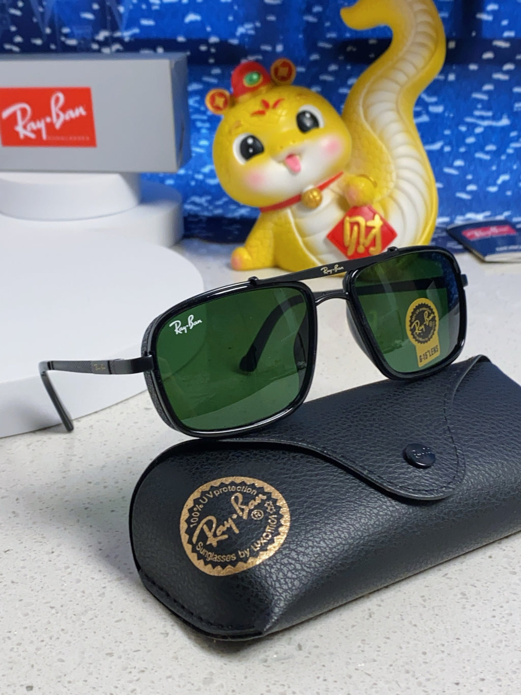 Ray-Ban RB4413 Square Green Lens Sunglasses for Men & Women - detail image 10