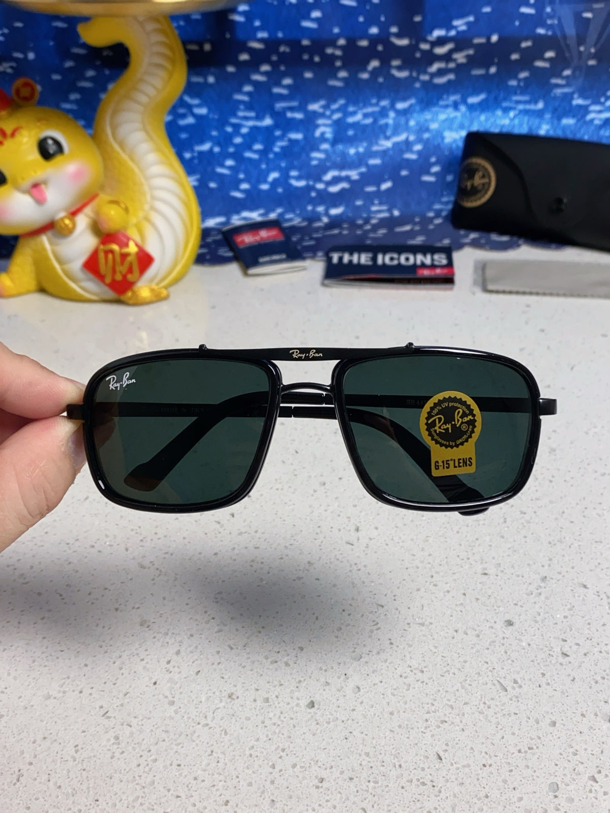 Ray-Ban RB4413 Square Silver Lens Sunglasses for Men & Women - 466536 - detail image 4