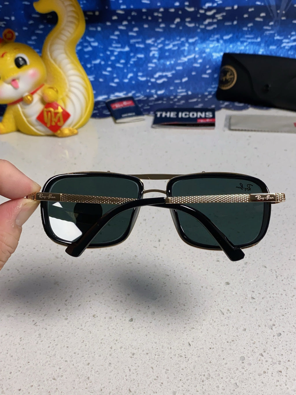 Ray-Ban RB4413 Square Silver Lens Sunglasses for Men & Women - detail image 5