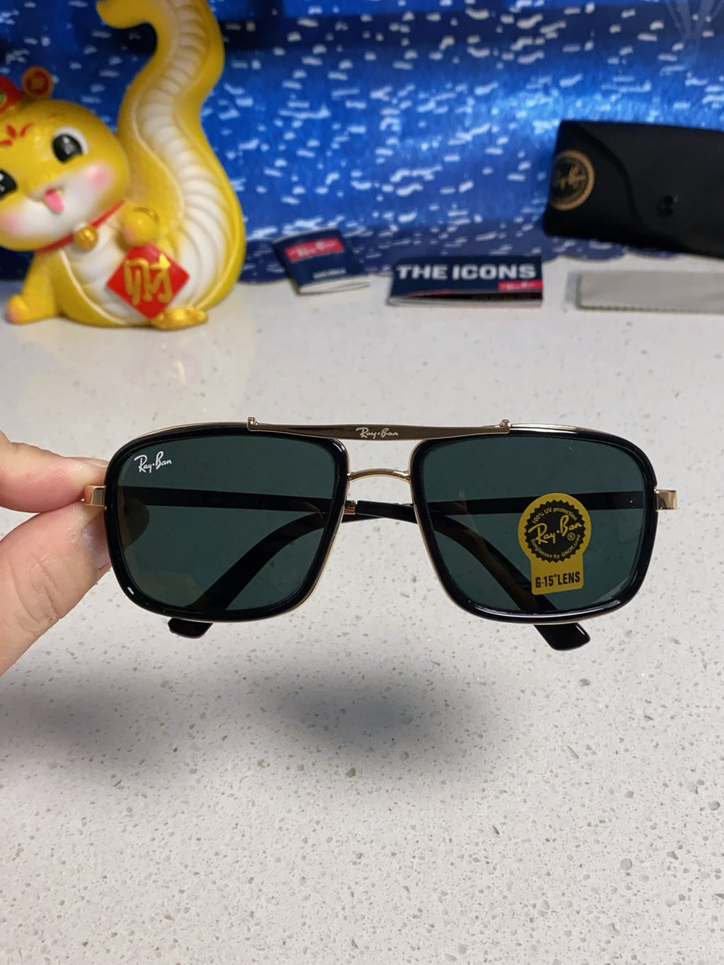 Ray-Ban RB4413 Square Silver Lens Sunglasses for Men & Women - detail image 4