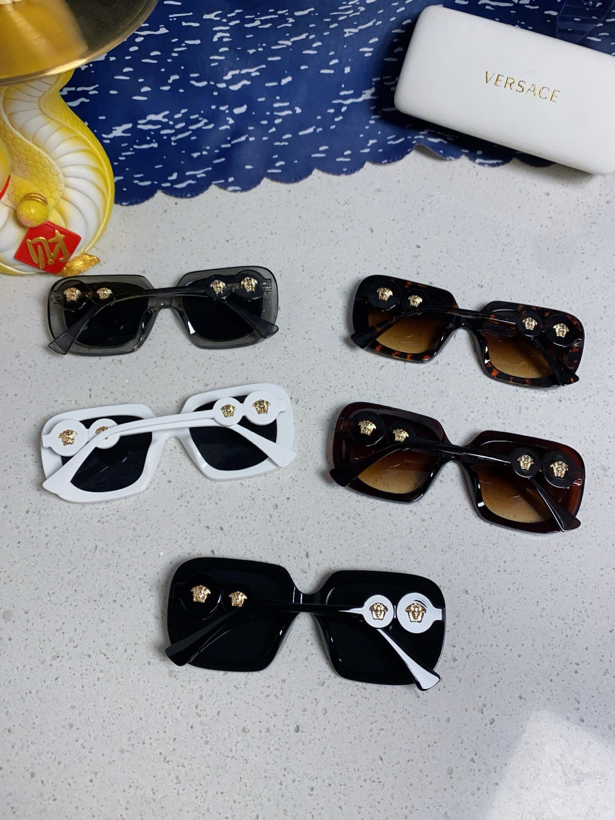 Versace Metal Square Black Lens Sunglasses for Men & Women - detail image 11