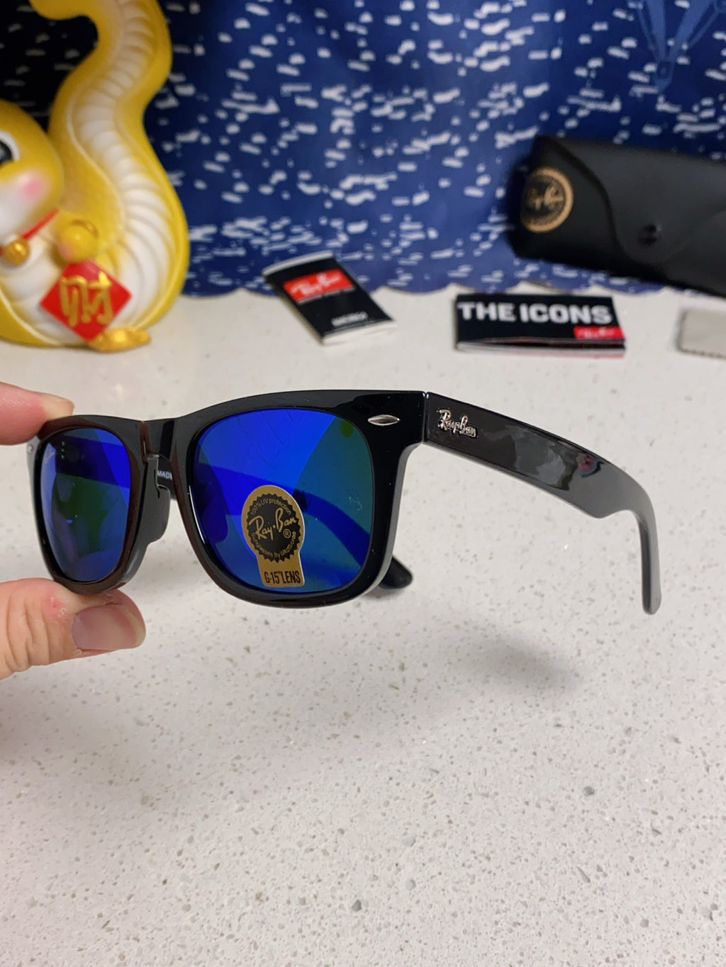 Ray-Ban Acetate Square Blue Lens Sunglasses for Men & Women - 466551 - detail image 6
