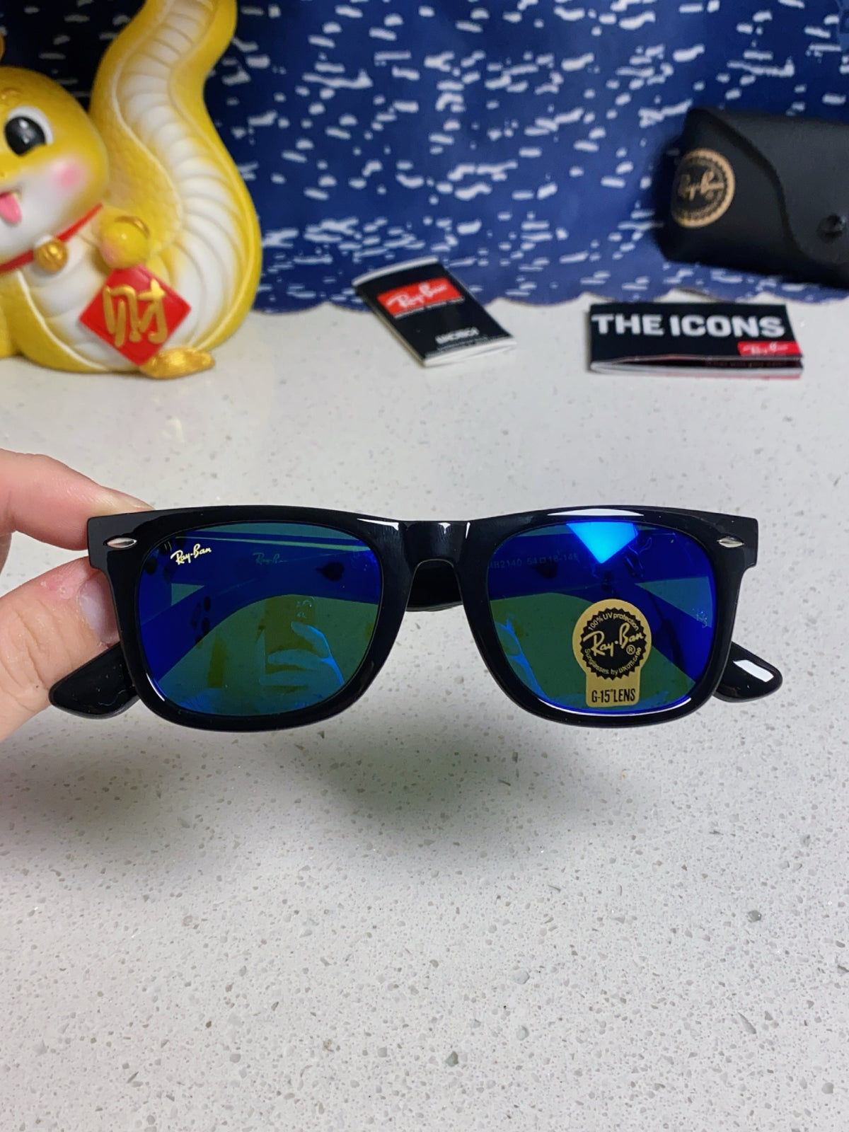 Ray-Ban Acetate Square Blue Lens Sunglasses for Men & Women - 466551 - detail image 4