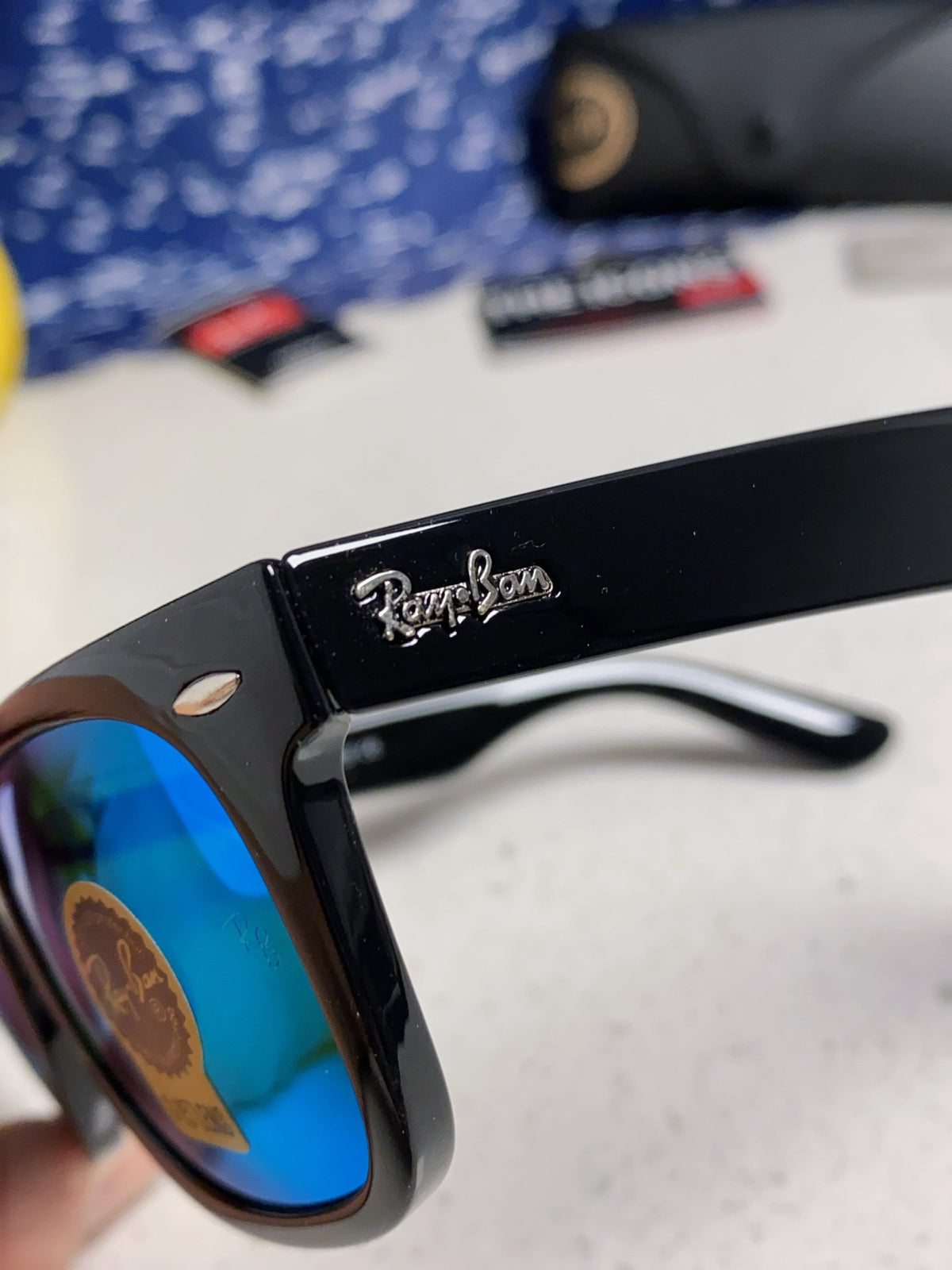 Ray-Ban Acetate Square Blue Lens Sunglasses for Men & Women - detail image 7
