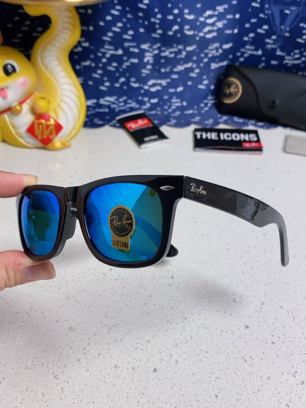 Ray-Ban Acetate Square Blue Lens Sunglasses for Men & Women - detail image 6