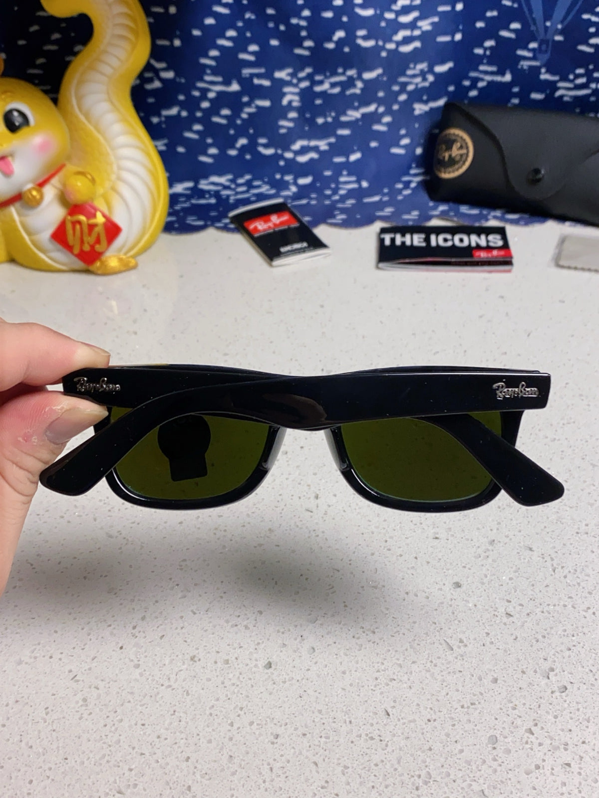 Ray-Ban Acetate Square Blue Lens Sunglasses for Men & Women - detail image 5