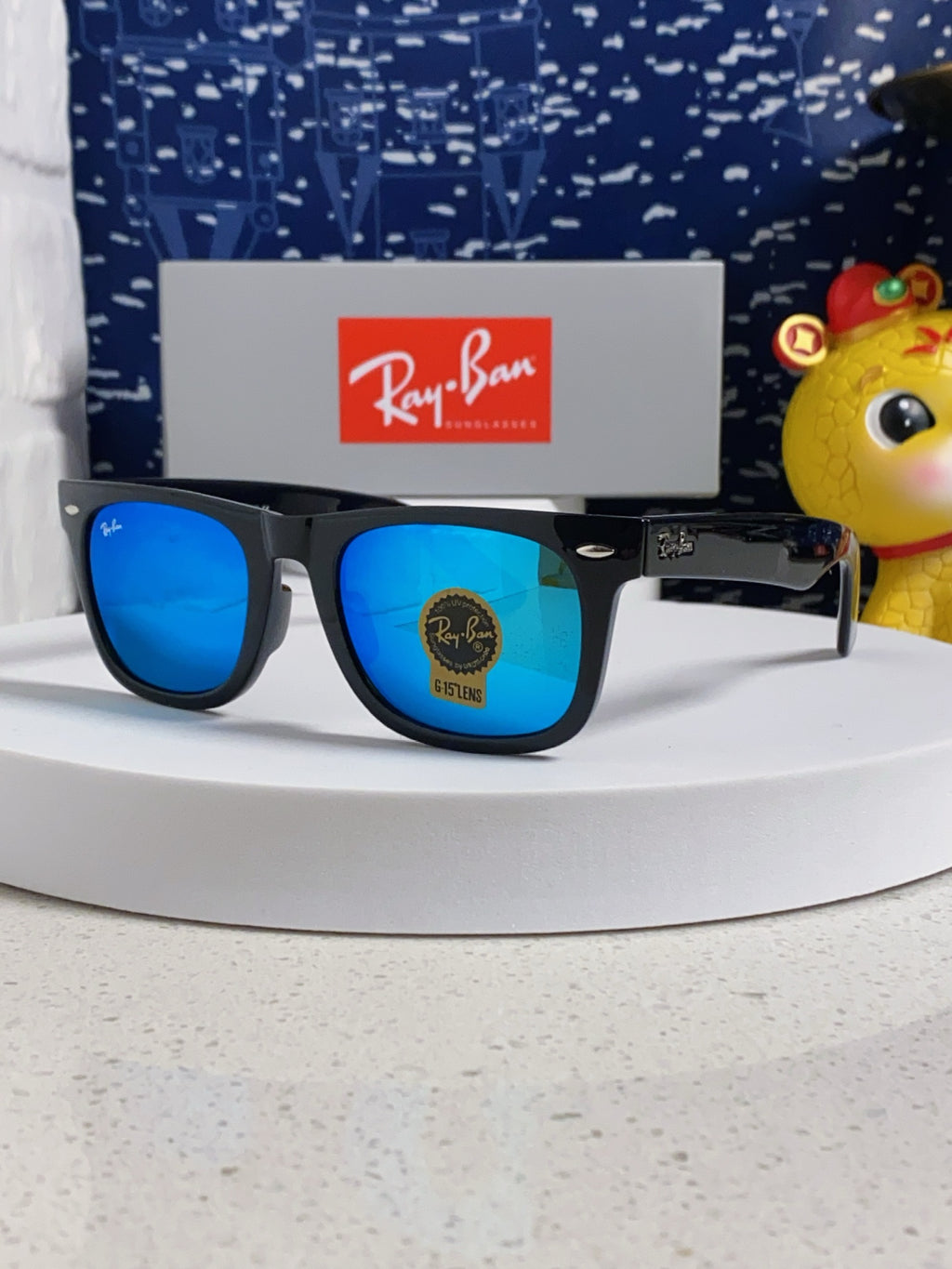 Ray-Ban Acetate Square Blue Lens Sunglasses for Men & Women