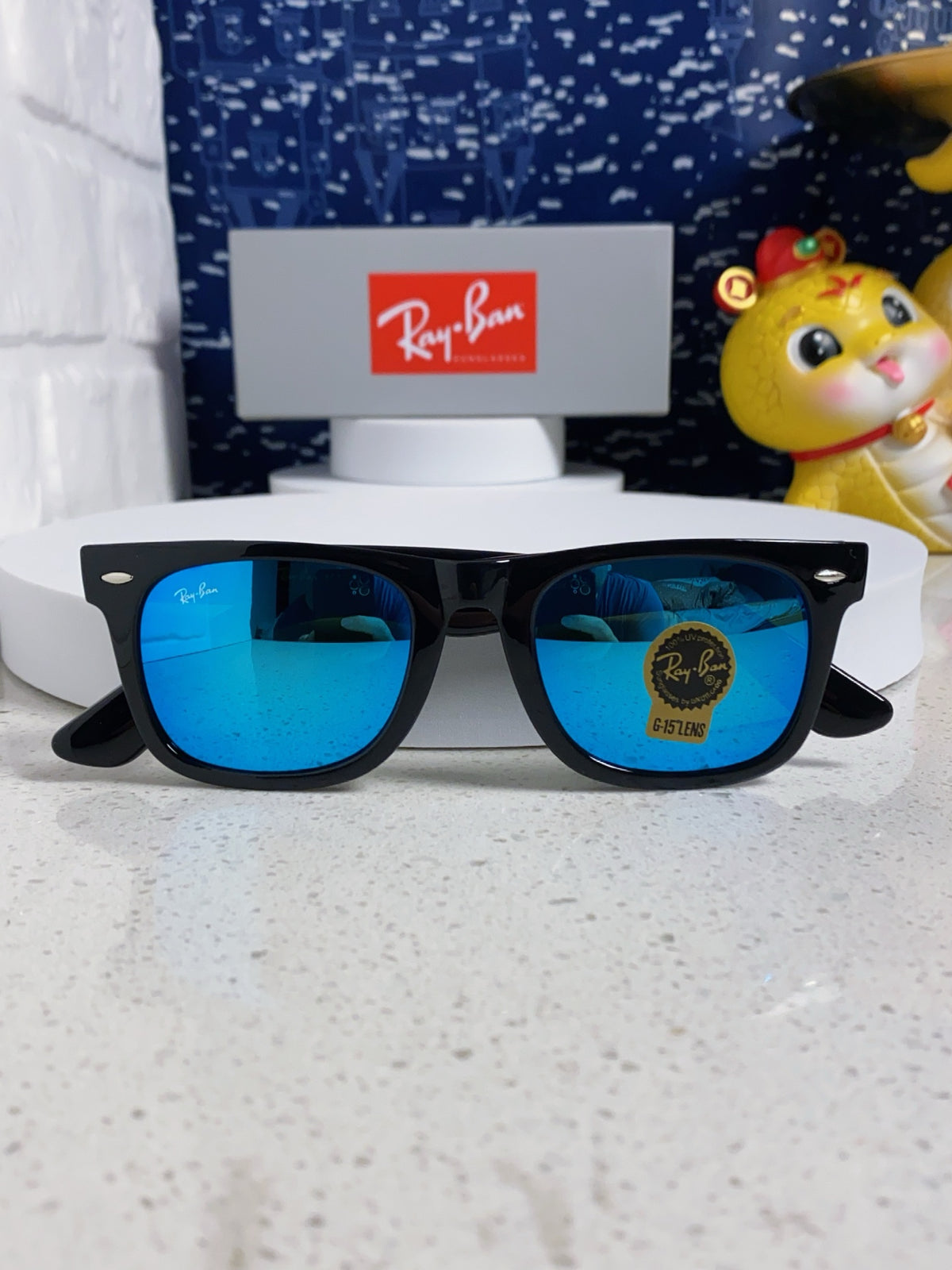 Ray-Ban Acetate Square Blue Lens Sunglasses for Men & Women - detail image 9