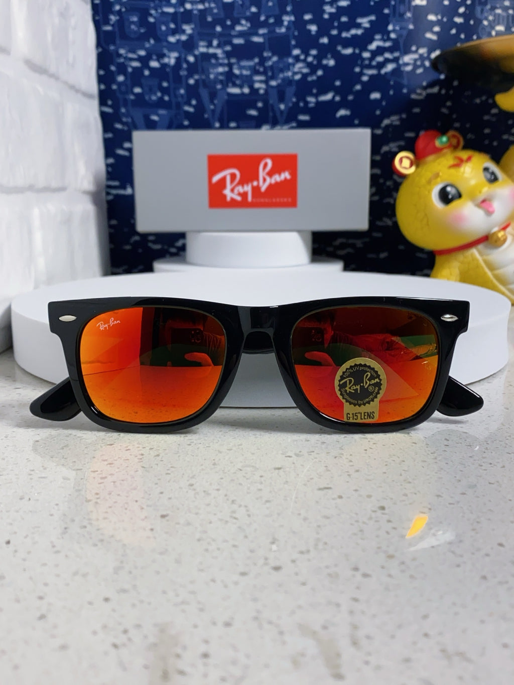Ray-Ban Acetate Square Orange Lens Sunglasses for Men & Women - detail image 9