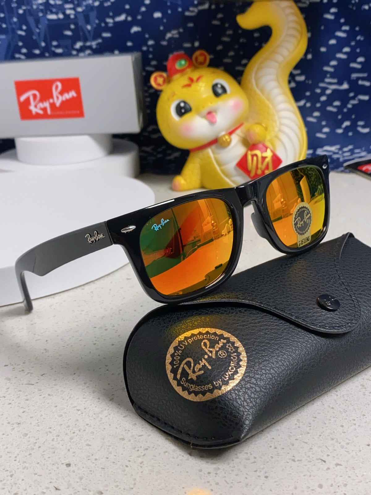Ray-Ban Acetate Square Orange Lens Sunglasses for Men & Women - detail image 10