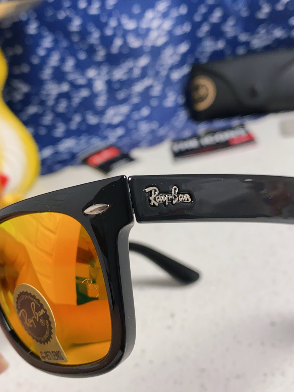 Ray-Ban Acetate Square Orange Lens Sunglasses for Men & Women - detail image 7