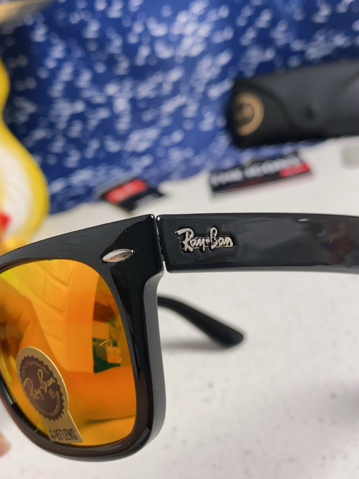 Ray-Ban Acetate Square Orange Lens Sunglasses for Men & Women - detail image 7