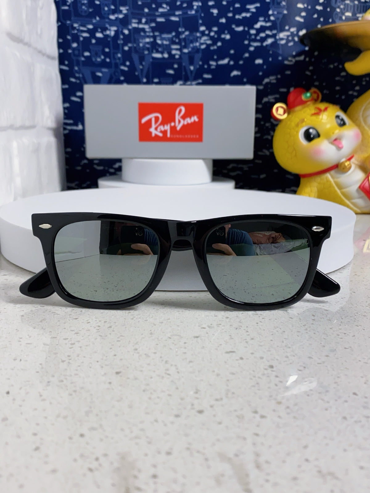 Ray-Ban Acetate Square Silver Lens Sunglasses for Men & Women - detail image 9