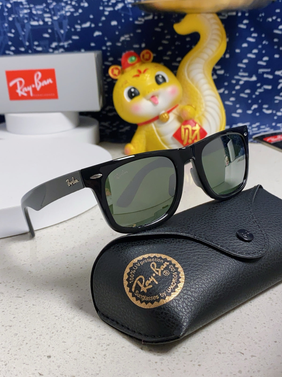 Ray-Ban Acetate Square Silver Lens Sunglasses for Men & Women - detail image 10