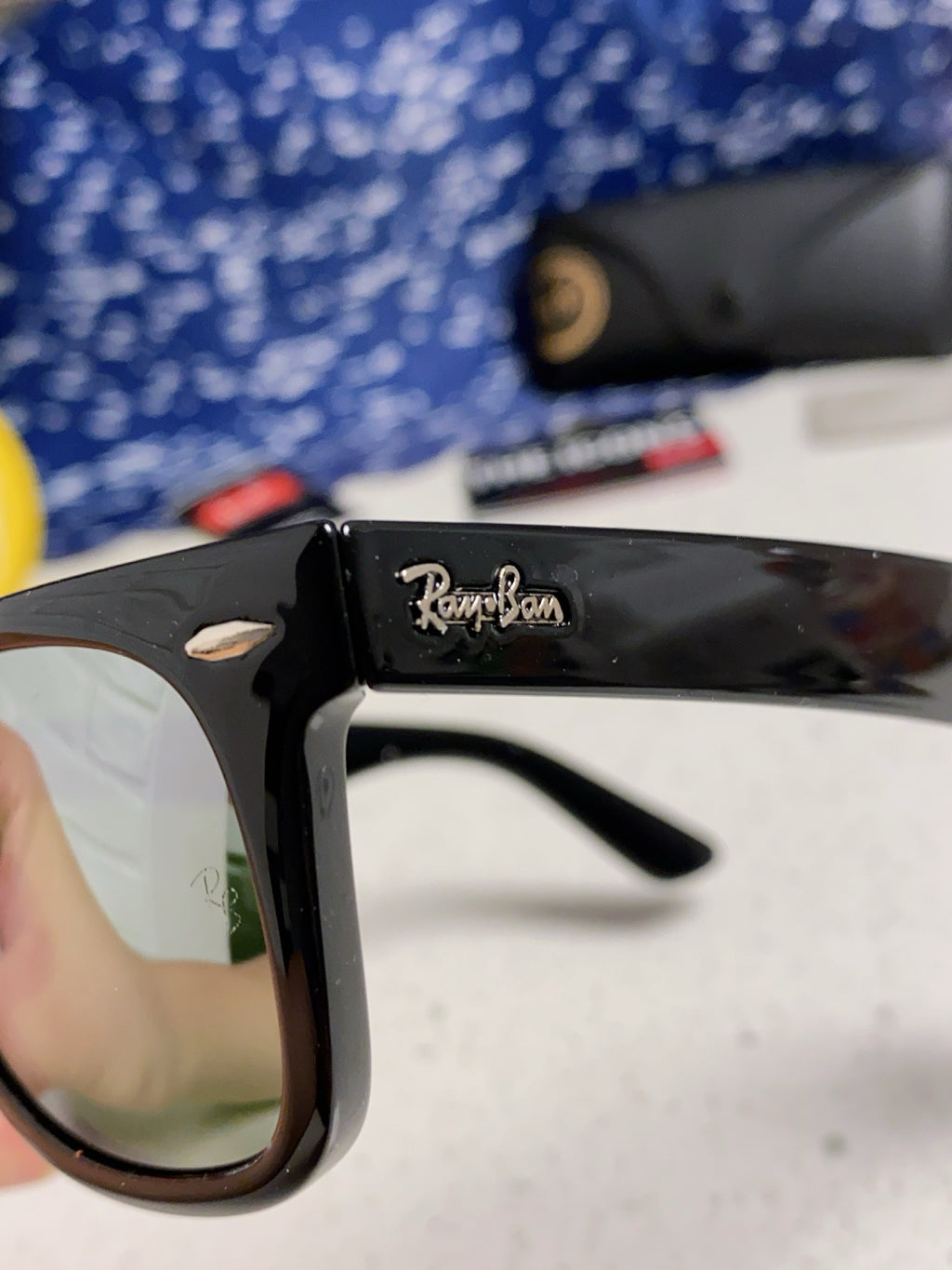 Ray-Ban Acetate Square Silver Lens Sunglasses for Men & Women - detail image 7