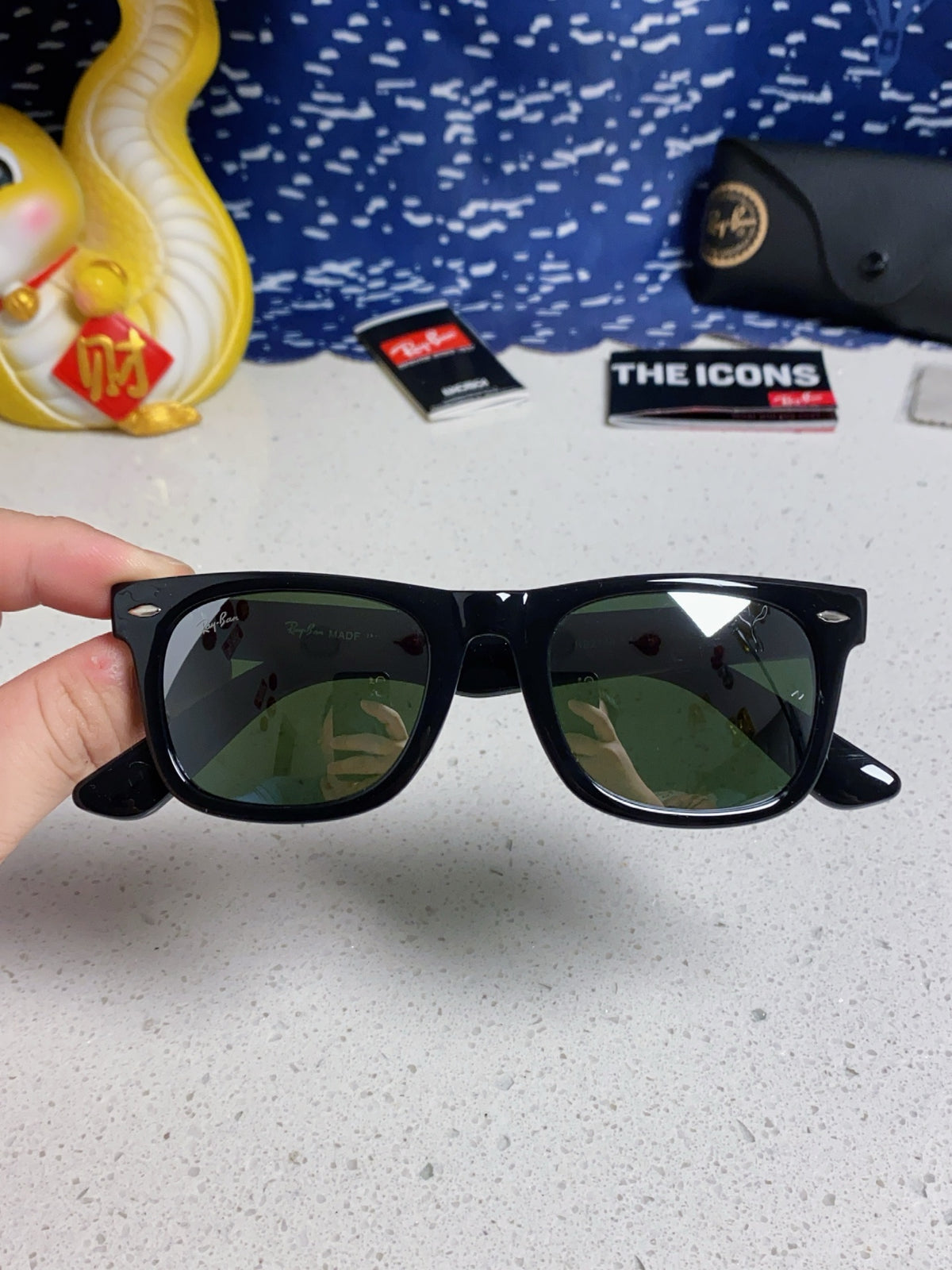 Ray-Ban Acetate Square Silver Lens Sunglasses for Men & Women - detail image 4