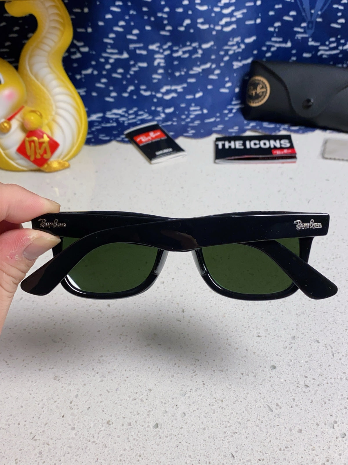 Ray-Ban Acetate Square Silver Lens Sunglasses for Men & Women - detail image 5